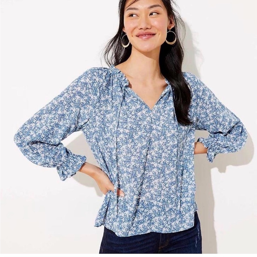LOFT Blue Floral Women's Blouse